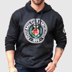 SUDADERA NEGRA CON SELLO COLOR